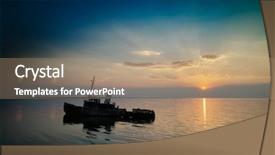  Presentation with drill ship - Beautiful slide set featuring wrecking - abandoned ship wreck in tuzla backdrop and a coral colored foreground