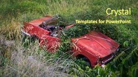  Presentation with abandoned - Amazing slide deck having wrecking - abandoned wrecked car malaga province backdrop and a tawny brown colored foreground