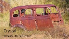  Presentation with old car - Theme enhanced with wrecks of the old car background and a coral colored foreground