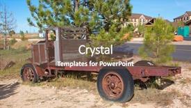  Presentation with old car - Audience pleasing PPT theme consisting of wrecks of the old car backdrop and a tawny brown colored foreground