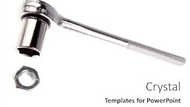  Presentation with nut - Theme featuring wrench and nut isolated over white background and a white colored foreground