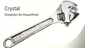  Presentation with nut - Beautiful slide deck featuring wrench and nut isolated on white background backdrop and a cream colored foreground