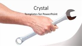  Presentation with mechanic - Audience pleasing presentation theme consisting of wrench isolated over white background backdrop and a white colored foreground