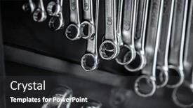  Presentation with repair - Slide set featuring wrench-spanner-tool-variety background and a dark gray colored foreground