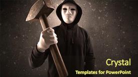  Presentation with dark - Beautiful PPT theme featuring wrenches - masked armed villain in empty backdrop and a wine colored foreground