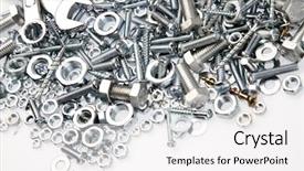  Presentation with nuts - Slide deck having wrenches on nuts and bolts background and a white colored foreground