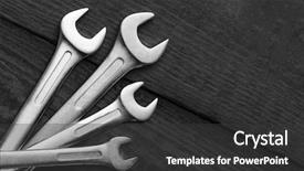  Presentation with wood - Slides consisting of wrenchs on black wood background background and a dark gray colored foreground