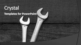  Presentation with wood - Beautiful presentation theme featuring wrenchs on black wood background backdrop and a dark gray colored foreground