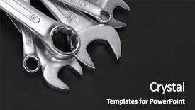  Presentation with black - Presentation theme having wrenchs set on black background background and a dark gray colored foreground