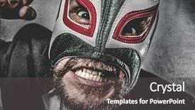  Presentation with wrestler - Presentation theme consisting of wresler - businessman angry with mexican wrestler background and a dark gray colored foreground