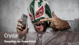  Presentation with executive - Presentation featuring wresler - man arguing by phone aggressive background and a dark gray colored foreground