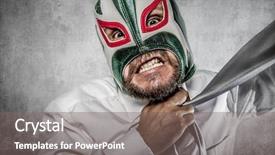  Presentation with executive - Colorful slides enhanced with wresler - office aggressive executive suit backdrop and a gray colored foreground