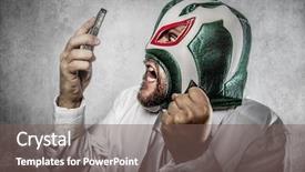  Presentation with wrestler - Amazing PPT theme having wresler - office man arguing by phone backdrop and a violet colored foreground