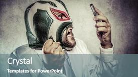  Presentation with wrestler - Audience pleasing presentation theme consisting of wresler - office man arguing by phone backdrop and a gray colored foreground