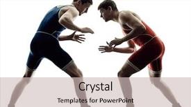  Presentation with wrestling - Amazing slide set having wresler - two caucasian wrestlers wrestling men backdrop and a soft green colored foreground