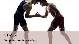  Presentation with wrestling - Beautiful slides featuring wresler - two caucasian wrestlers wrestling men backdrop and a coral colored foreground