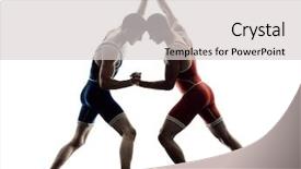  Presentation with wrestling - Presentation featuring wresler - two caucasian wrestlers wrestling men background and a light gray colored foreground