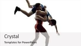  Presentation with wrestling - Presentation theme consisting of wresler - two caucasian wrestlers wrestling men background and a  colored foreground