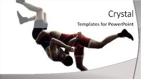  Presentation with wrestling - Beautiful theme featuring wresler - two caucasian wrestlers wrestling men backdrop and a white colored foreground
