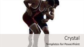  Presentation with wrestling - PPT theme with wresler - two caucasian wrestlers wrestling men background and a  colored foreground