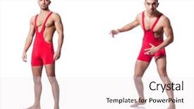  Presentation with wrestler - Audience pleasing PPT theme consisting of wresler - young wrestler isolated backdrop and a sky blue colored foreground