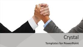  Presentation with fight - Presentation design featuring wresling - business and fight concept background and a light gray colored foreground