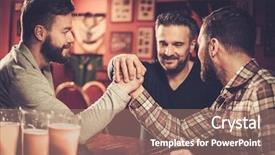  Presentation with fun - Beautiful PPT theme featuring wresling - cheerful old friends having fun backdrop and a  colored foreground