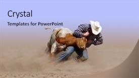  Presentation with clipping - Theme featuring wresling - cowboy wrestling a texas longhorn background and a light blue colored foreground