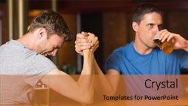  Presentation with wrestling - Slide set featuring wresling - happy friend arm wrestling each background and a red colored foreground