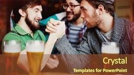  Presentation with pub - Slide deck consisting of wresling - strongman contest in irish pub background and a tawny brown colored foreground
