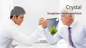  Presentation with wrestling - Colorful presentation design enhanced with wresling - two businessmen competeting arm wrestling backdrop and a white colored foreground