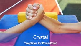 Presentation with children hands - Cool new PPT theme with child wrestle - children's hands arm wrestling backdrop and a cobalt blue colored foreground