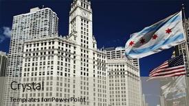  Presentation with tower - Presentation theme featuring wrigley building clock tower background and a light gray colored foreground