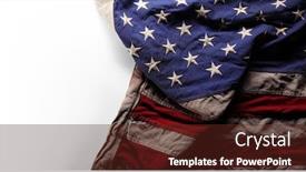  Presentation with american flag - PPT theme enhanced with wrinkled-aged-and-worn background and a tawny brown colored foreground