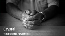  Presentation with black man - Cool new presentation design with wrinkled hands elderly man backdrop and a gray colored foreground