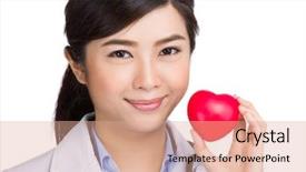  Presentation with asian doctor - PPT theme with wrist hand surgery - asian female doctor hold background and a coral colored foreground