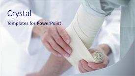  Presentation with tennis elbow - Amazing theme having wrist hand surgery - doctor applying elastic bandage backdrop and a sky blue colored foreground