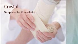  Presentation with wrist hand surgery - Audience pleasing PPT theme consisting of wrist hand surgery - doctor applying elastic bandage backdrop and a lemonade colored foreground