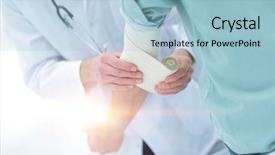  Presentation with wrist hand surgery - Cool new PPT theme with wrist hand surgery - doctor applying elastic bandage backdrop and a light blue colored foreground