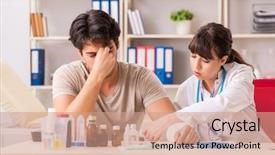  Presentation with female doctor - Audience pleasing PPT layouts consisting of wrist hand surgery - young man with bandaged arm backdrop and a coral colored foreground
