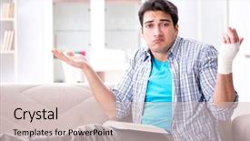  Presentation with young college student diagnosis of chlamydia - Slide deck having wrist hand surgery - young student man with injury background and a  colored foreground