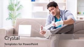  Presentation with wrist hand surgery - Slides with wrist hand surgery - young student man with injury background and a mint green colored foreground