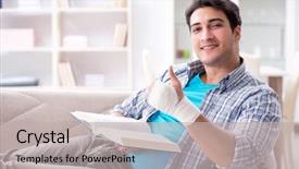  Presentation with young college student diagnosis of chlamydia - Colorful theme enhanced with wrist hand surgery - young student man with injury backdrop and a  colored foreground