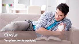  Presentation with young college student diagnosis of chlamydia - Slide deck featuring wrist hand surgery - young student man with injury background and a  colored foreground