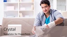  Presentation with young college student diagnosis of chlamydia - Presentation theme with wrist hand surgery - young student man with injury background and a mint green colored foreground