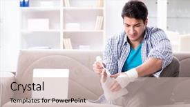  Presentation with young college student diagnosis of chlamydia - Presentation design consisting of wrist hand surgery - young student man with injury background and a soft green colored foreground