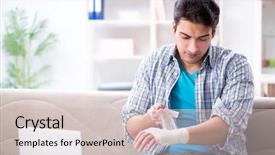  Presentation with wrist hand surgery - Audience pleasing presentation theme consisting of wrist hand surgery - young student man with injury backdrop and a soft green colored foreground