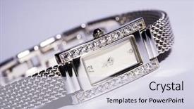  Presentation with elegant - Colorful PPT layouts enhanced with wrist watch - elegant woman wristwatch on light backdrop and a sky blue colored foreground