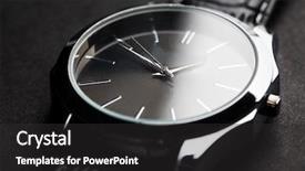 Presentation with time - Slide set consisting of wrist watch - time punctuality object and accessory background and a dark gray colored foreground