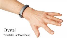  Presentation with nfc - Slides featuring wristbands - nfc wristband on hand isolated background and a white colored foreground